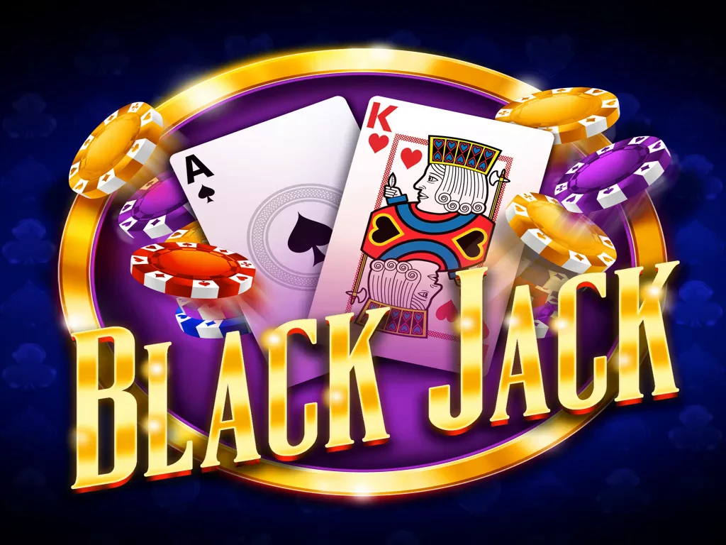 The gold blackjack table game logo featuring poker chips and a blackjack hand.